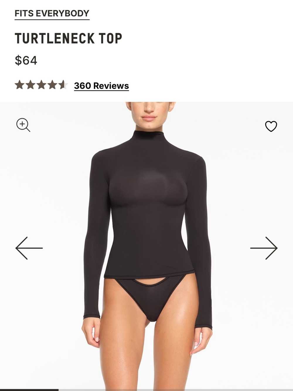 Skims Fit Everybody Turtle neck Top 60$